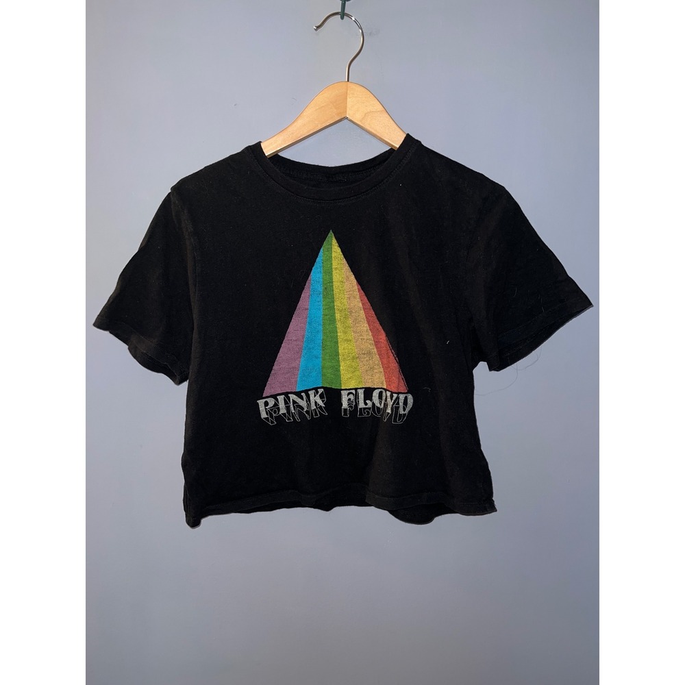 Pink Floyd Dark Side of the Moon Black Cropped Graphic Band Tee M